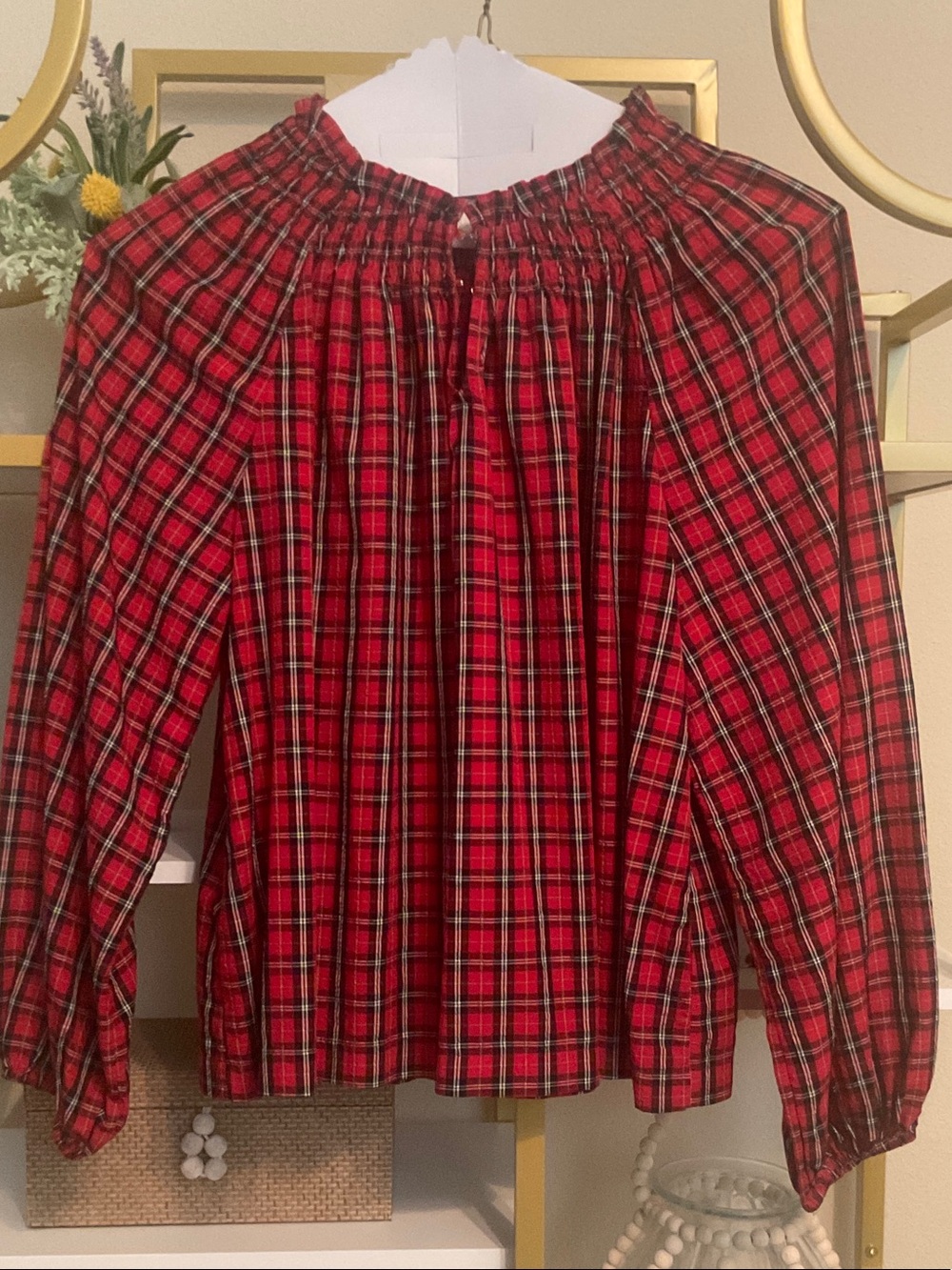 Red Plaid Long-Sleeve Women’s top